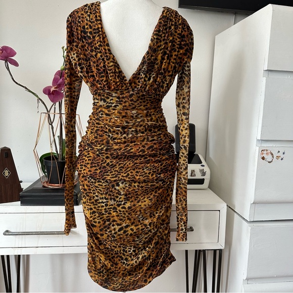 FUZZI Jean Paul Gaultier Dress Long Sleeve Ruched
Cheetah Print - Picture 9 of 11